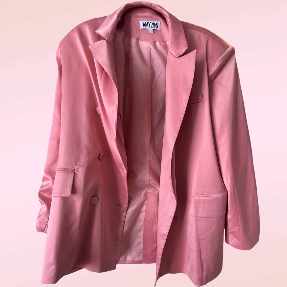 Pink AMYLYN Satin Blazer – Size M